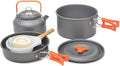 Outdoor Camping Cookware Kit Aluminum Portable Nonstick Cooking Water Kettle Pot Pan Set for Hiking Picnic BBQ Tableware,Black,A-Orange-A