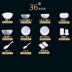 Tableware Set,36 Heads Ceramic Dinner Dish Rice Bowl Soup Bowl Salad Noodles Bowl Plate Dinnerware Set Tableware