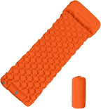 Outdoor Camping Inflatable Mattress Sleeping Pad with Pillows Hiking(Orange)