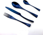 Silverware Flatware Cutlery Set， 6/24/36/48/60/72 Pieces Stainless Steel Cutlery， Forks and Spoons Mirror Blue Steak Cutlery Six-Piece Set，Silver-10Set-60Pcs