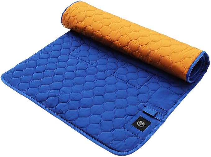 Heated Sleeping Bag Pad, Adjustable Warm Foldable Tent Sleeping Mat, Seven Zone Heating, Machine Washable, Quickly Increase Temperature (Blue)