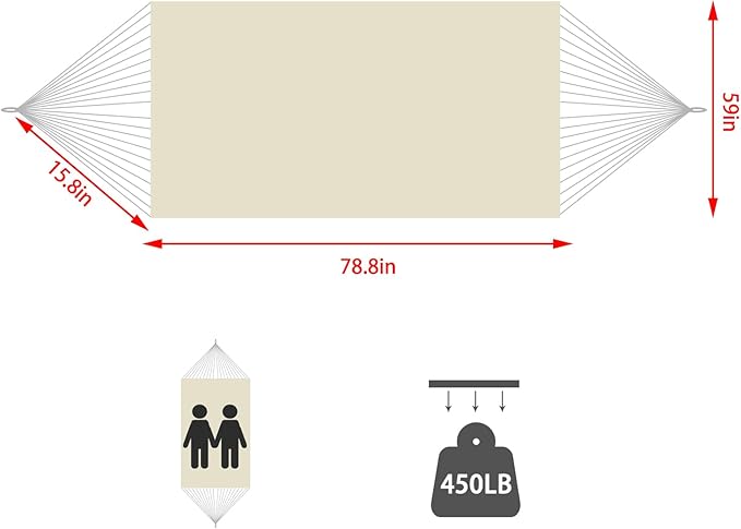 Boho Macrame Hammock with Elegant Tassels for Patio, Yard, Beach Wedding Decor, Outdoor and Indoor Up to 450lbs Include Tie Ropes and Drawstring Bag