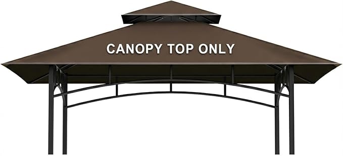 Grill Gazebo Replacement Canopy Top Only - 5' x 8' Outdoor BBQ Gazebo Canopy Roof, Waterproof Double Tiered Shelter Cover Fit for Model L-GG001PST-F (Coffee, 5x8)