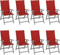 Patio Reclining Chairs with Cushions,Camp Chair,Barbecue Chairs,Fishing Chairs,Bistro Chair,Coffee Chair,Patio Funiture,for Dining Room,Living Room,Study Room,Garden,8 pcs Gray Acacia Wood