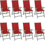 Patio Reclining Chairs with Cushions,Camp Chair,Barbecue Chairs,Fishing Chairs,Bistro Chair,Coffee Chair,Patio Funiture,for Dining Room,Living Room,Study Room,Garden,8 pcs Gray Acacia Wood