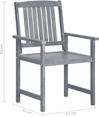 Patio Chairs with Cushions 8 pcs,Bistro Table and Chairs Outdoor,Lounge Chair,Patio Dining Chairs,Camping Chair,for Outdoor Patio, Campsite, or Yard, Solid Acacia Wood Gray