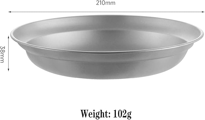 Titanium Dinner Plate - 210mm(8.3") Deep Camping Plate, 102g Outdoor Meal Plate with High Rim, Perfect for Stews & Curries, TA1 Titanium Tableware RT027T