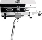 Boat Grill, 304 Stainless Steel Marine Grills w/Rod Holder Mount, Portable Propane BBQ for Boats & Tailgating & Camping, Built in Thermometer (Grill)
