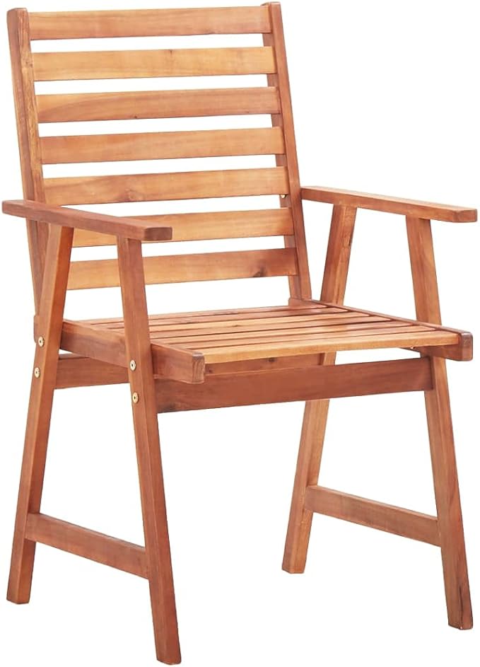Patio Dining Chairs 8 pcs,Lawn Chair,Camping Chair,Garden Chair,Featuring Slatted Design,Waterproof Cushion,Each Cushion Features 2 Sets of Ropes, with Cushions Solid Acacia Wood