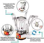 Aluminum Alloy Outdoor Camping Trip Cookware Camping Pot Hiking Picnic Tourist Tableware Set with Folding Spoon Mini Gas Stove (Color : B) (A)