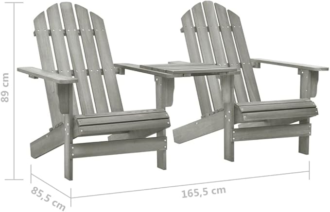 Patio Adirondack Chairs with Tea Table,Garden Chair,Leisure Chair,Bistro Chair,Leisure Chair,Camping Chair,Outdoor Chairs,Conversation Chair,for Patio,Balcony,Party,Solid Wood Fir Gray
