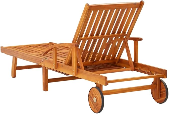 Sun Loungers 2 pcs Solid Acacia Woodrecliner Camping Chairs Patio Tanning chairSuitable for Garden Courtyard
