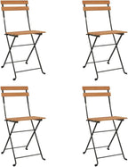 Folding Bistro Chairs 4 pcs,Outdoor Chairs,Garden Chair,Kitchen Chairs,Camping Chair,Leisure Chair,Decorative Chair,Conversation Chair,for Patio,Balcony,Party,Solid Wood Teak and Steel