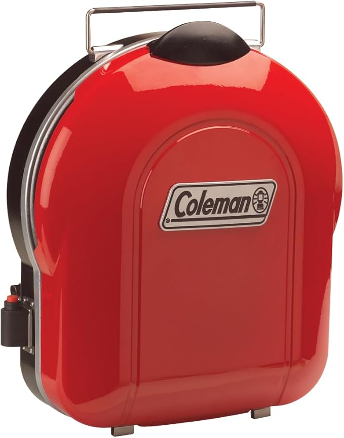 Coleman Fold ‘N Go 6,000 BTU Portable Propane Grill, Lightweight Gas Grill with Push-Button Starter & Adjustable Horseshoe Burner, Great for Camping, Tailgating, Grilling, BBQ