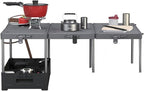 Folding Camping Kitchen Table with Cookware Tableware Sets,Aluminum Portable Outdoor Cooking Table,for Outdoor Picnic