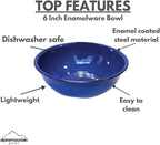 Enamelware for Camping and Backpacking - Cookware Gear Essentials for Camping and Backpacking (Made by Caddis Sports, Inc.) (6 Inch Bowl (8 Pack))