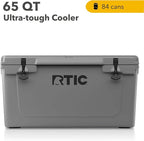 RTIC 65 QT Ultra-Tough Cooler Hard Insulated Portable Ice Chest Box for Beach, Drink, Beverage, Camping, Picnic, Fishing, Boat, Barbecue