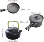 Ultra-Light Aluminum Alloy Camping Cookware Utensils Outdoor Cooking Teapot Picnic Tableware Kettle Pot Frying Pan 3pcs/Set
