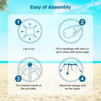 COMMOUDS Beach Tent Sun Shelter - UPF50+ Pop Up Beach Canopy with Sandbags & Sand Shovel & Windproof Poles, Portable Sun Shade for Beach, Camping, Picnics, Backyard
