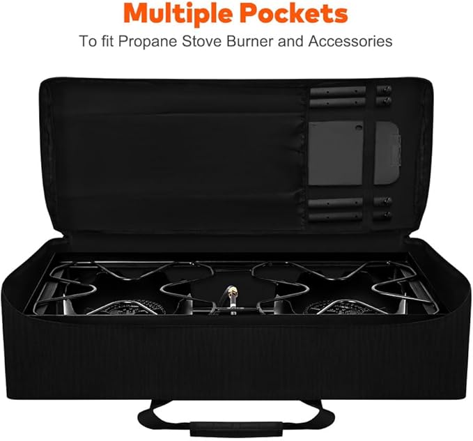 Carry Bag for Camp Chef 2-Burner Stoves, 1680D Heavy Duty Camping Stove Carry Case with Padded Handles, Waterproof and Long-lasting, for Camping, Tailgating, BBQ, Size 35''x17''