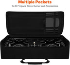 Carry Bag for Camp Chef 2-Burner Stoves, 1680D Heavy Duty Camping Stove Carry Case with Padded Handles, Waterproof and Long-lasting, for Camping, Tailgating, BBQ, Size 35''x17''