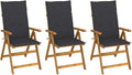 Folding Patio Chairs,Bistro Chair,Patio Funiture,Lawn Chairs,Armchair,Beach Chair,Camp Chair,Coffee Chair,for Outdoor,Fire Pit,Deck,Lawn,Outside,Garden,3 pcs with Cushions Solid Acacia Wood