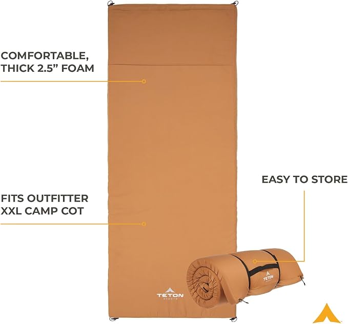 Teton Outfitter Canvas Camping Pad, Comfort Infused Sleeping Pad, Glamping Level Comfort with a Cloud Like Mattress, Perfect with Outfitter Camp Cots