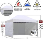 Eurmax USA 10'x15' Pop-up Canopy Tent Commercial Instant Canopies with 4 Removable Zipper End Side Walls and Roller Bag, Bonus 4 SandBags(Black)