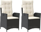 Reclining Patio Chairs 2 pcs with Cushions Black Poly Rattan Porch Chairs Camping Chairs Patio Chairs Living Room Chairs for Dining Patio Bedroom Outdoor