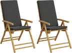 Folding Patio Reclining Chairs 2 pcs with Cushions Bamboo Lounge Chair Camping Chair Lawn Chairs Living Room Chairs for Bedroom Patio Outdoor Dining
