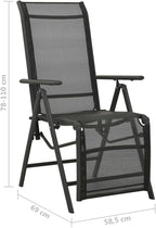 Reclining Patio Chairs ,Garden Chairs,Barbecue Chairs,Fishing Chairs,Coffee Chair,Bistro Chair,Camping Chair,Beach Chair,for Deck, poolside,Camping,Beach,Campsite,2pcs Textilene and Aluminum Black