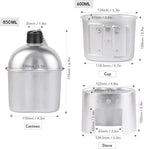 Lixada 3 x Military Canteen Set of 3 Aluminium Cookware Set with Cover for Camping Hiking Backpack