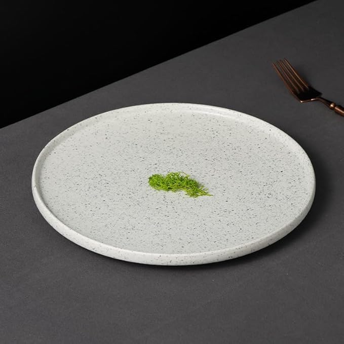 Camping Plates Dinner Plate Western Food Round Salad Plate High Edge Round Flat Plate Hotel Club Creative Ceramic Tableware Decorative Plate