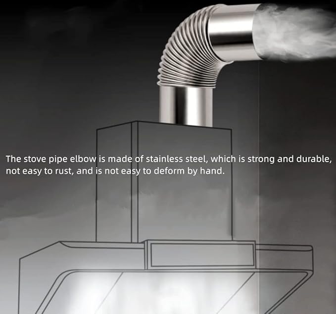 2PCS 2.36 Inch 90 Degree Stainless Steel Chimney Elbow for Outdoor Wood Stove, Camping Stove Accessories