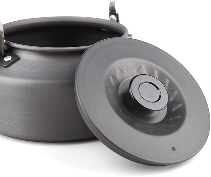 1.1L Portable Ultralight Outdoor Camping Tableware Hiking Collector Heat Ring Water Kettle Teapot Coffee Pot