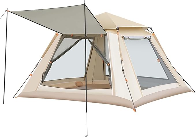 85x85x56 Inch Pop-Up Camping Tent for 2-4 Persons, Waterproof 4-Season Ultralight Backpacking Tent with 2 Doors, Instant Setup, Ventilated Dual Doors, Ideal for Hiking & Outdoor Activities
