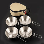 JSEIAJB Outdoor Atainless Steel Snow Bowl Camping Tableware Set Portable Foldable Picnic Barbecue Bowl 4 sets Outdoor Tableware
