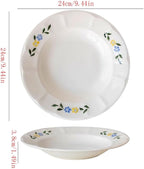 Camping Plates Hand-Painted Lace Ceramic Dinner Plate Household Large Bone China Dinner Plate Suitable for Pasta Salad and Other Western Food Tableware Decorative Plate