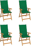 Patio Chairs 4 pcs,Outdoor Folding Chair,Lounge Chair,Portable Camping Chair,Tanning Chairs for Outside,Garden Chair,for Outdoor Patio, Campsite, or Yard, with Green Cushions Solid Teak Wood