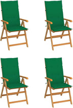 Patio Chairs 4 pcs,Outdoor Folding Chair,Lounge Chair,Portable Camping Chair,Tanning Chairs for Outside,Garden Chair,for Outdoor Patio, Campsite, or Yard, with Green Cushions Solid Teak Wood