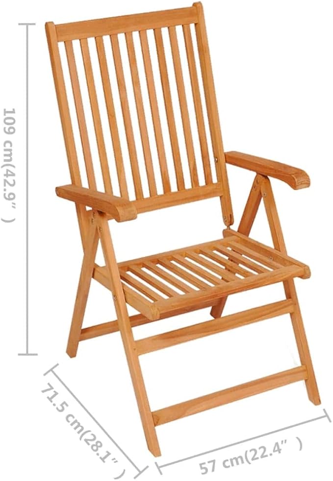 Reclining Patio Chairs with Cushions 8 pcs,Outdoor Folding Chair,Lounge Chair,Portable Camping Chair,Tanning Chairs for Outside,Garden Chair,for Outdoor Patio, Campsite, or Yard,Solid Teak Wood