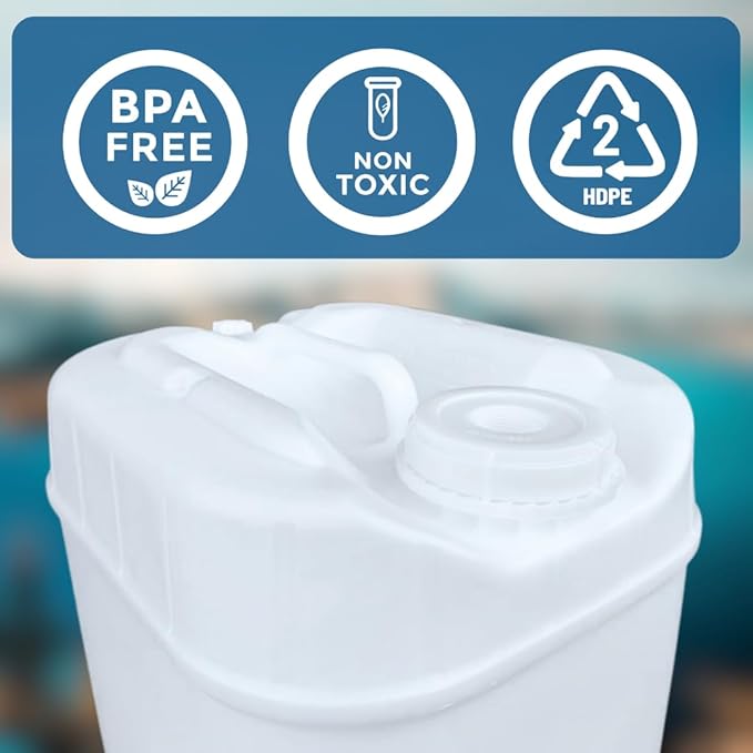 5-Gallon Stackable Water Storage Containers, Water Treatment,5 Gallons w/14 Lids + 4 Spigot, Easy Fill, Survial Supply Emergency Water Storage for Disaster Preparedness, 50 Gallon (10 Tanks)
