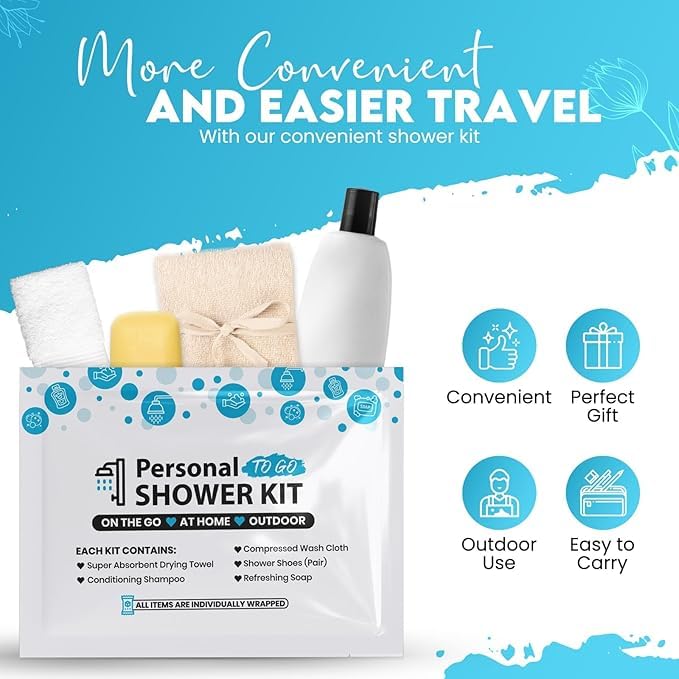 Compact Personal Shower Kit To-Go (Multi-Color) – Your Hygiene Companion for Travel, Gym, Camping | Shower on the Go | Shampoo, Soap, Towel. All in One (5)