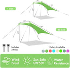 Beach Canopy Windproof Design, Sun Shelter UPF50+ Portable Family Tent with 6 Sandbags Anchors 10x10 FT 2 Pole Pop Up Outdoor Shelter for Beach, Camping, Fishing, Backyard