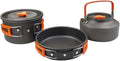 3pcs/Set Outdoor Camping Hiking Cookware Utensils 2-3 People Portable Travel Picnic Teapot Pot Frying Pan Cooking Tableware (Color : A) (A)