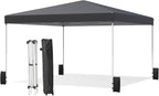 EROMMY 12x12 Pop Up Tent, Easy to Set Up Canopy Tent, Outdoor Canopy for Events, Camping, Parties with Wheeled Bag, 4 Ropes, 4 Sand Bags and 8 Spikes(Black)