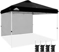 EAGLE PEAK Commercial Canopy 12x12 Pop Up Canopy Tent with 1 Sidewall, Easy Setup Heavy Duty Instant Event Shelter for Vendors & Markets, Outdoor Sun Shade, Black