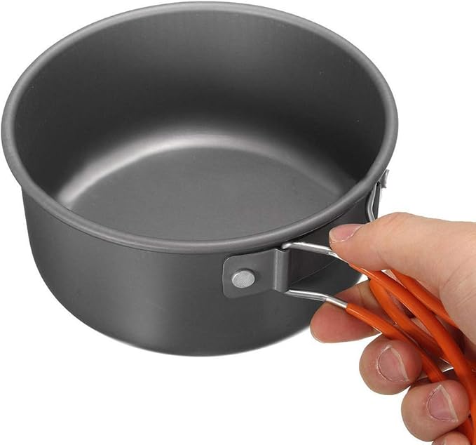 8Pcs/ Set Portable Outdoor Cooking Non-Stick Pots Pans Portable Outdoor Camping Hiking Cooking Set Cookware Travel Tableware