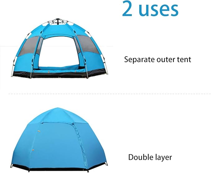 5-8 Person Portable Camping Tent, Automatic Camping Pop-up Tent Easy Set Up Waterproof Breathable Sunscreen for Backpacking Hiking Beach Foldable Tent (Color : A) (B)
