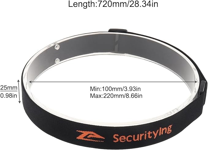 SecurityIng Elastic Headband Adjustable Headlight Strap with 400mm Head Fastening Strap for 22mm - 26mm Headlight Bracket, Nylon Headlamp Straps (2pack)